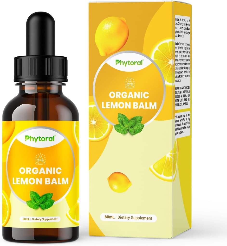 Fytoral Organic Sidrun Balm Leaf Vedelik Ekstrakt Immune Support - Sidrun Balm Tinktuur Mood & Lõõgastav tugi - Orgaaniline tinktuur Leaf tilgad täiskasvanutele ja lastele Dieet täiendus - 60 ml