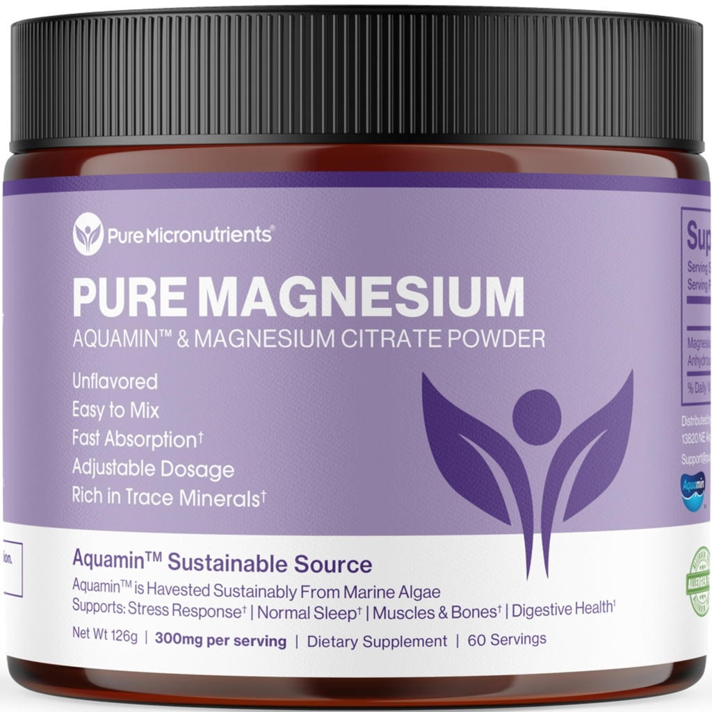 Puhas magneesiumtsitraadi pulber, et toetada une, lihaste ja luude tervist, energiat, südant ja seedimist. Maitsestamata magneesiumipulbri joogisegu, vegan, 60 serveerimist