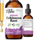 Wild & Organic Echinacea Tinktuur - Immuunsüsteemi tugitilgad Vedel Echinacea juureekstraktiga - Angustifolia toidulisandid - Vegan, suhkur ja alkoholivaba - 2 fl oz