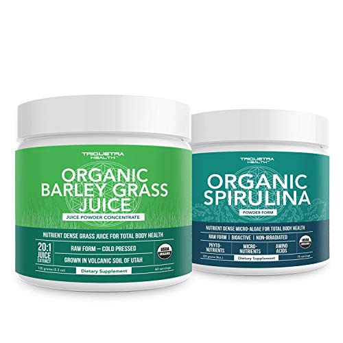 Triquetra Health Orgaaniline Spirulina Pulber 8 oz. Pluss Orgaaniline odrarohumahl Pulber 5,3 oz.