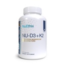 NuEthix Formulations NU-D3 + K2 - Vitamiin D3 ja K2 5000 iu Toidulisandid - pakendatud Reishi Seene, Magneesium, & Tsink - 60ct, 60 Servings - valmistatud ainult USA toodetes