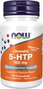 NOW Foods Supplements, 5-HTP (5-hüdroksütrüptofaan) 100 mg, neurotransmitteri tugi *, 90 närimistables