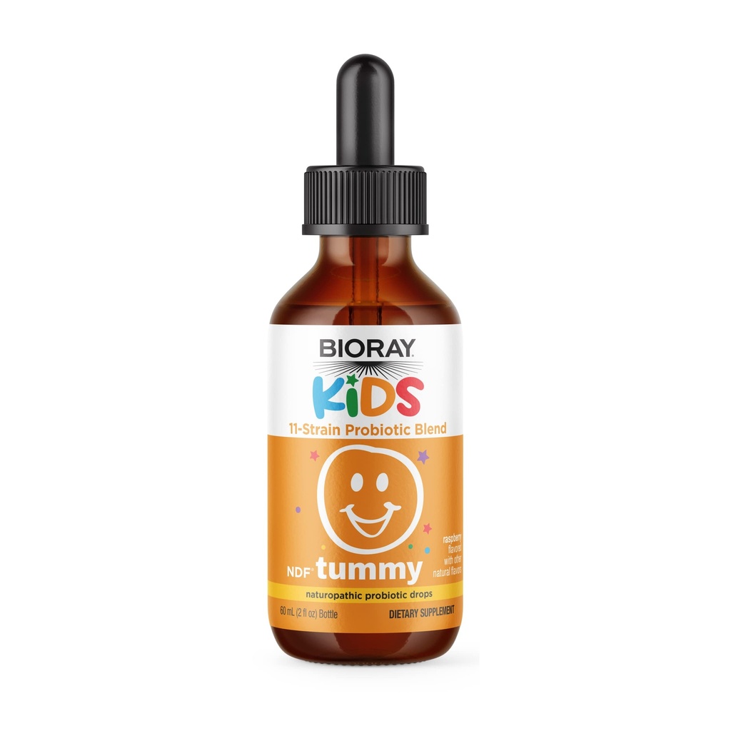 BIORAY Kids NDF Tummy, Vaarika - 2 fl oz - 11-tüve probiootiline segu - toetab immuunvastust seedetraktis - mitte-GMO, vegan, gluteenivaba - ligikaudu 30 serveerimist