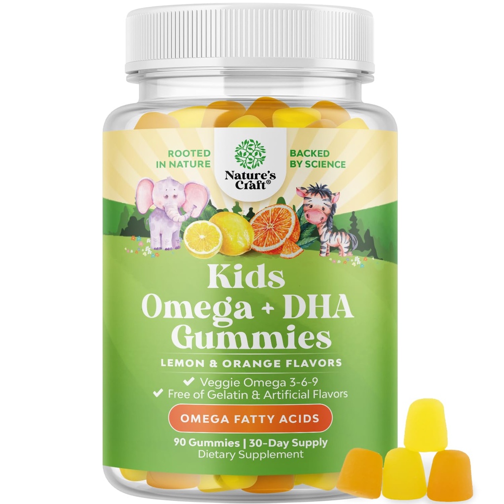 Lapsed DHA Omega 3 Gummies for Kids - Maitsev kala tasuta DHA Omega 3 Gummies koos taimetoitlasega 6 9 Vision Brain & Immunity - Non GMO Supplement Fish & Gluten Free 1 kuu