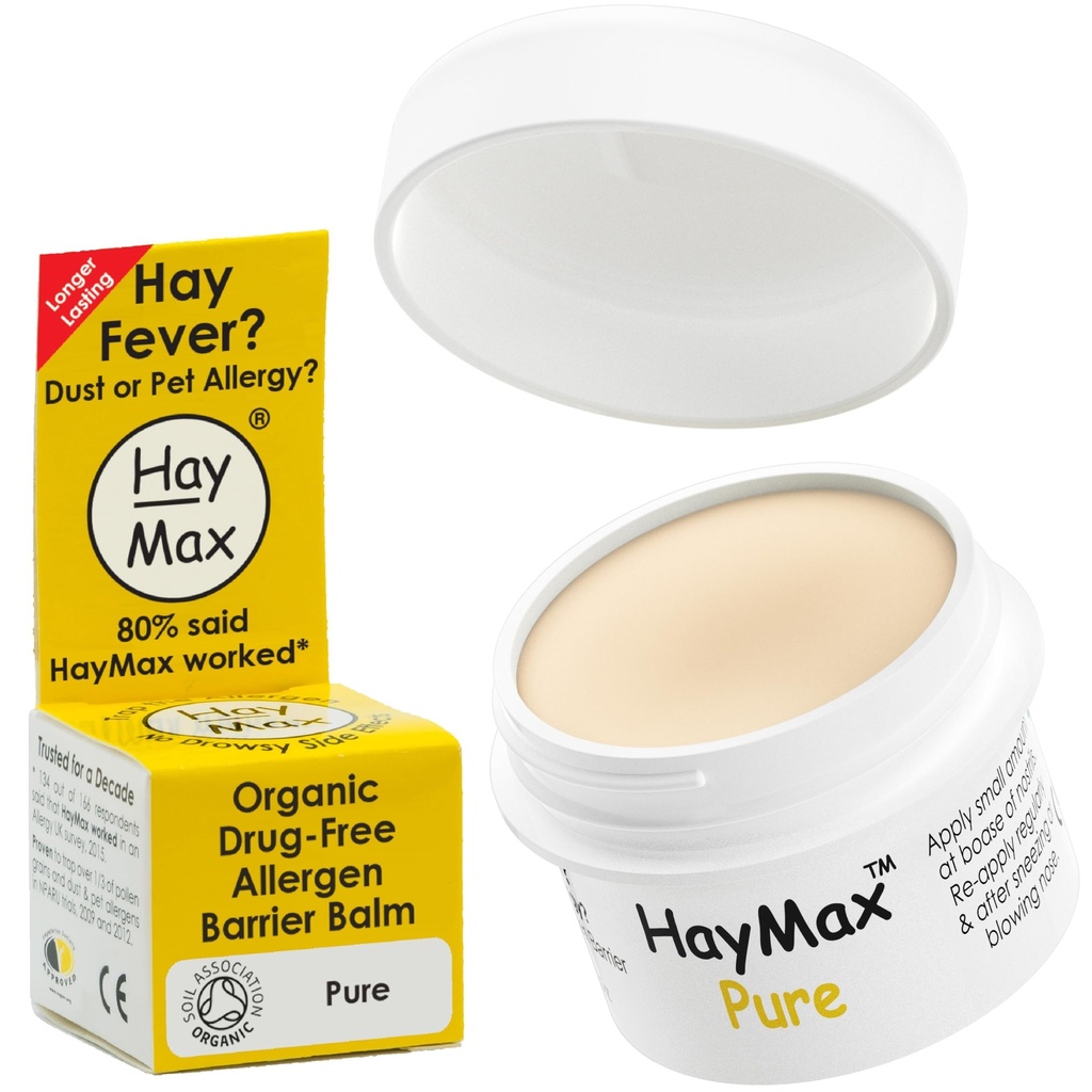 HayMax Allergen Barrier Balm - Pure 0.17 fl oz - Orgaaniline, looduslik ja mitte-uimane Heinapalavik & Allergia Relief Balm - Blokid Tolm ja muud allergeenosakesed - Suurepärane täiskasvanutele, lastele ja rasedatele naistele