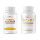 CogniTune Immunity & Cardiovascular Support Bundle - Vitamiin D3 5000IU + Vitamiin K2 kurkumiini ja ingveriga