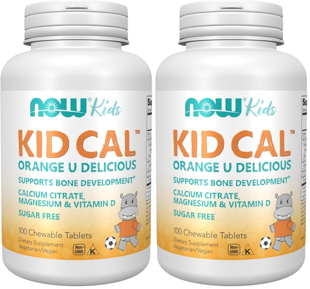 NOW Supplements, Kid Cal kaltsiumtsitraadiga, magneesium ja D-vitamiin, Tart Orange, 100 närimistables, Pakend võib varieeruda (2. pakend)