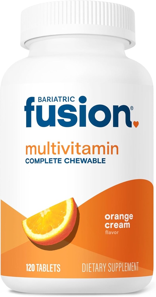 Bariatric Fusion Orange Cream Flavored Complete Chewable Bariatric Multivitamin with Iron for Bariatric Surgery Patients Including Gastric Bypass and Sleeve Gastrectomy - 120 Tablets