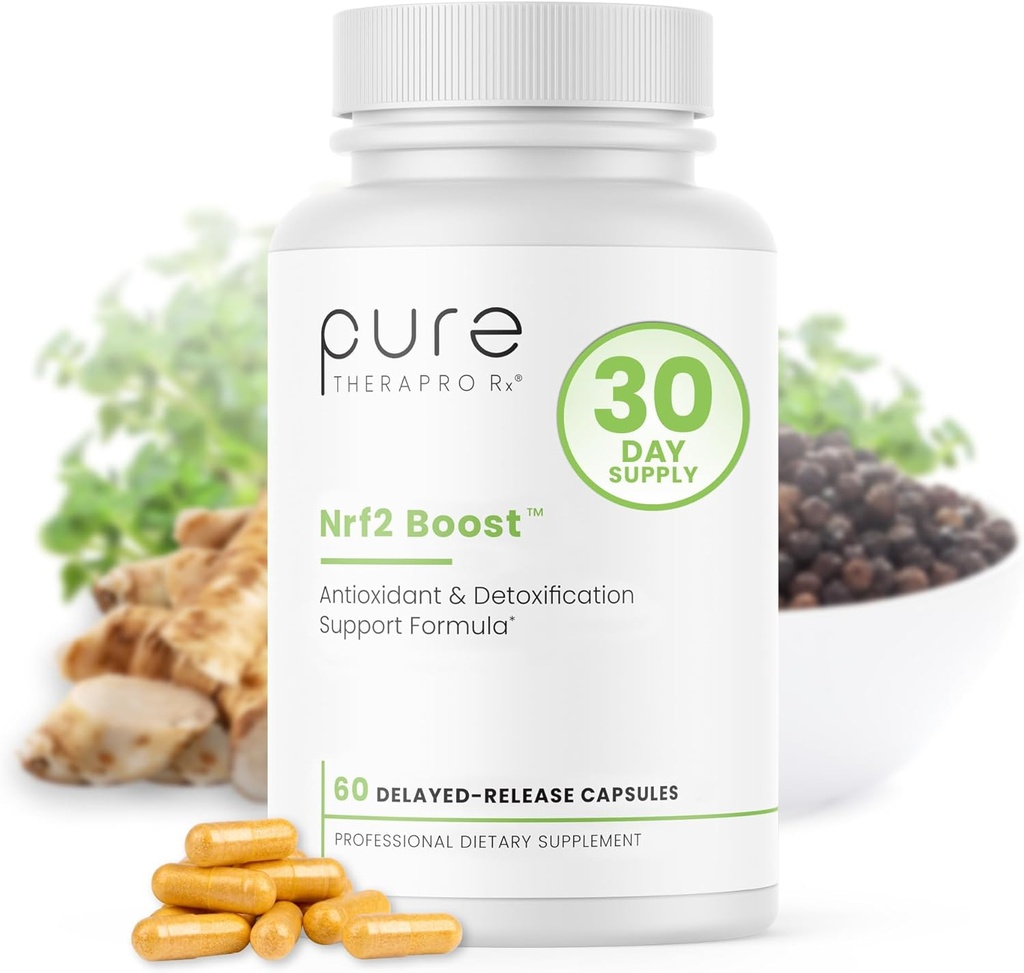Pure TheraPro Rx Nrf2 Boost - NRF-2 aktivaator patenteeritud sulforaphane, kurkumiini, rohelise tee ja trans-Pterostilbeeniga | antioksüdantide täiendus oksüdatiivse stressi vähendamiseks, valmistatud USA-s (60 vegankapslit)