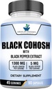 American Standard Supplements Black Cohosh 1300mg Serving Black Pepper Fruit Extract - Vegan, Gluteenivaba, Non-GMO, 90 kapslit, 45 Servings