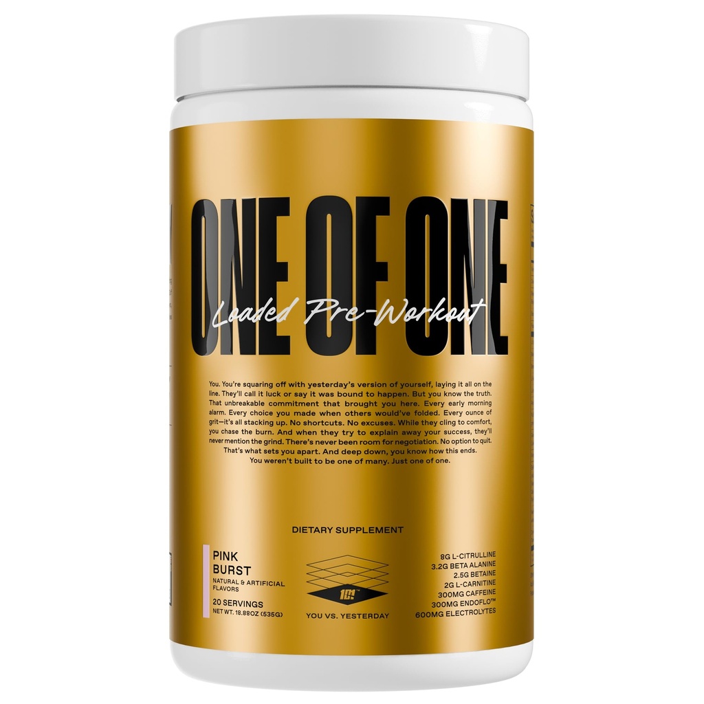 Üks ONE Laaditud Pre-Workout - High-Stim Energy, Focus & Kestvus EndoFloTM, Genius PureTM Alpha GPC, NeuroRushTM, Dynamine®, No Crash, Gluten Free - Pink Burst
