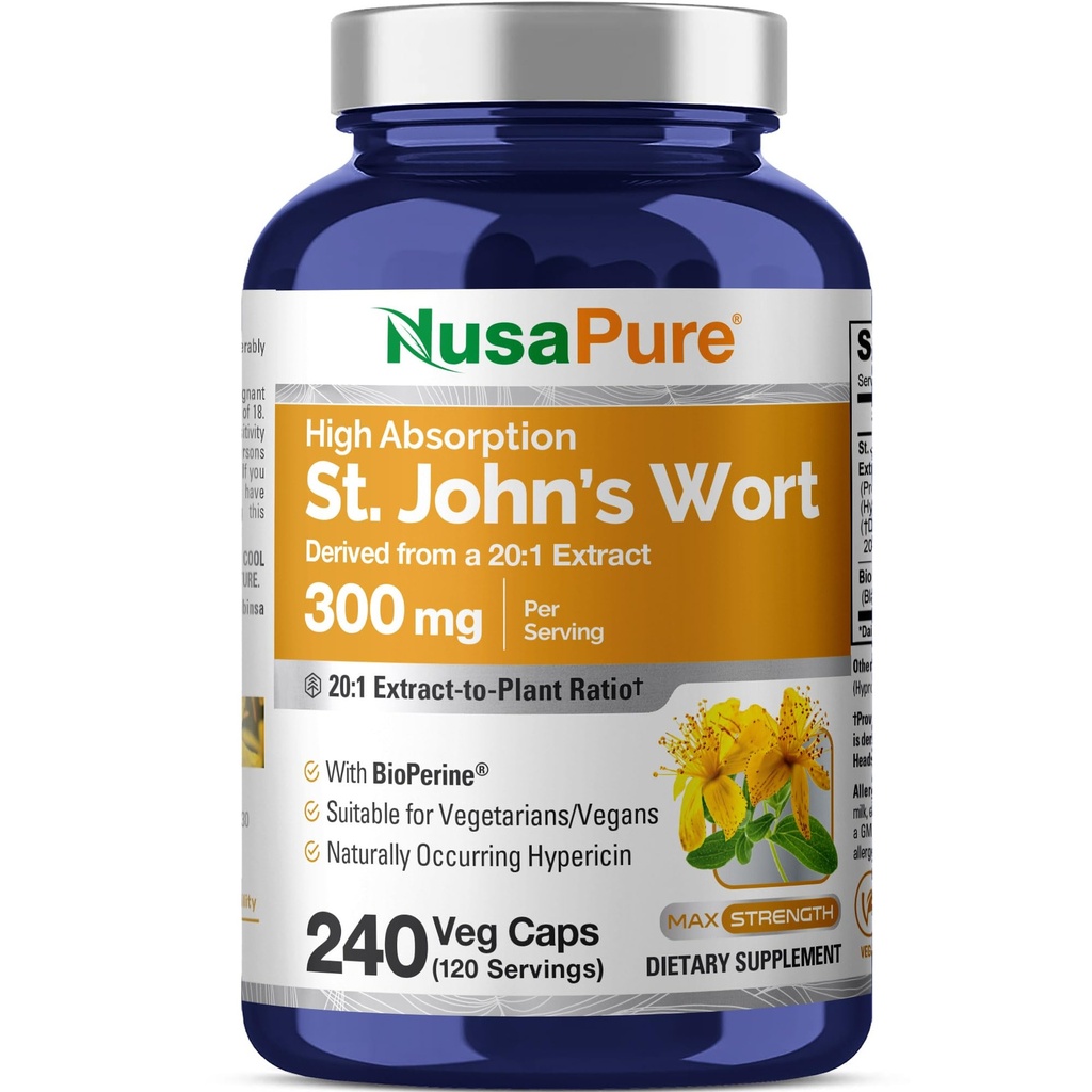 NusaPure naistepuna 20: 1 ekstrakt, 300 mg, mis vastab 6000 mg 240 Veggie kapslile (taimne, mitte-GMO) bioperiin