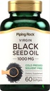 Piping Rock Black Seed Oil Softgel Kapslid | 1000mg | 60 Pills | Külmpressitud Solvent Free | Non GMO, Gluteen Free Supplement
