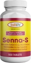 TERVISHOIU LFE Senna-S tabletid, Senna Plus (Laxative/Stool Softener) Senokot-S-i juhusliku kõhukinnisuse leevendamine (väike (pakk 1), 500)
