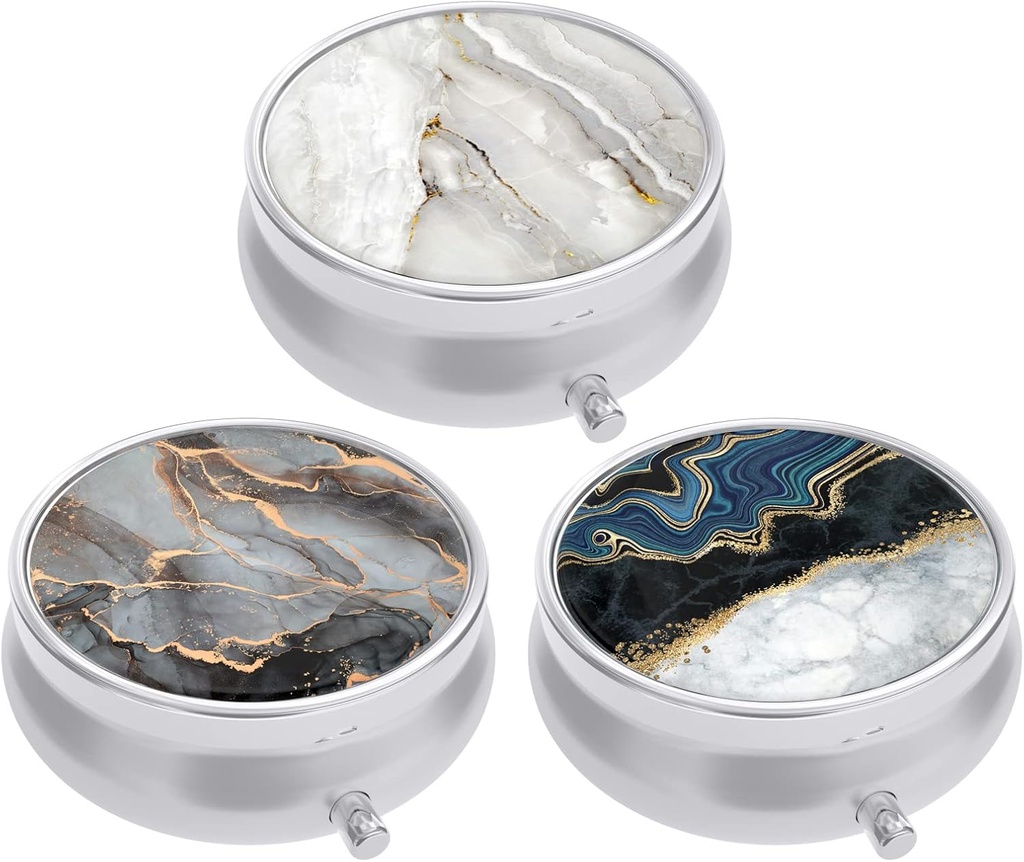 3 Pack Pill Box, Small Pill Case Purse & Tasku, Cute Travel Medicine Korraldaja, Portable Medicine Container Hoida Vitamiinid, Ravimid, Fish Oil & Supplement, Abstract Art Marble