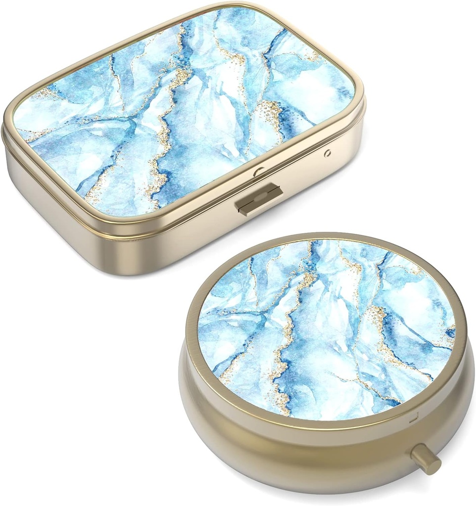 Pill Case Box koos peegliga Retro Väike pillid juhul rahakoti või tasku pronksi pillid kasti või vitamiine, kalaõli, toidulisandeid, pillid sisaldavad reisikingitusi (2PCS)