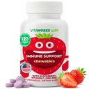 Lapsed Elderberry Tsink ja C-vitamiin - Immune Support närimistabletid - Maitsev looduslik segatud marjamaitse - Vegan, taimetoitlane, gluteenivaba, mitte-GMO, lastele, 120 närimistabletid