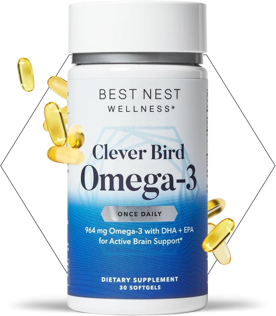 Parim Nest Wellness Omega-3 Softgels - kalaõli täiendus toetab aju tervist - toitaineline tugi emadele - EPA & DHA täiendus AIDS immuunsüsteemi tervis - 30 Softgels