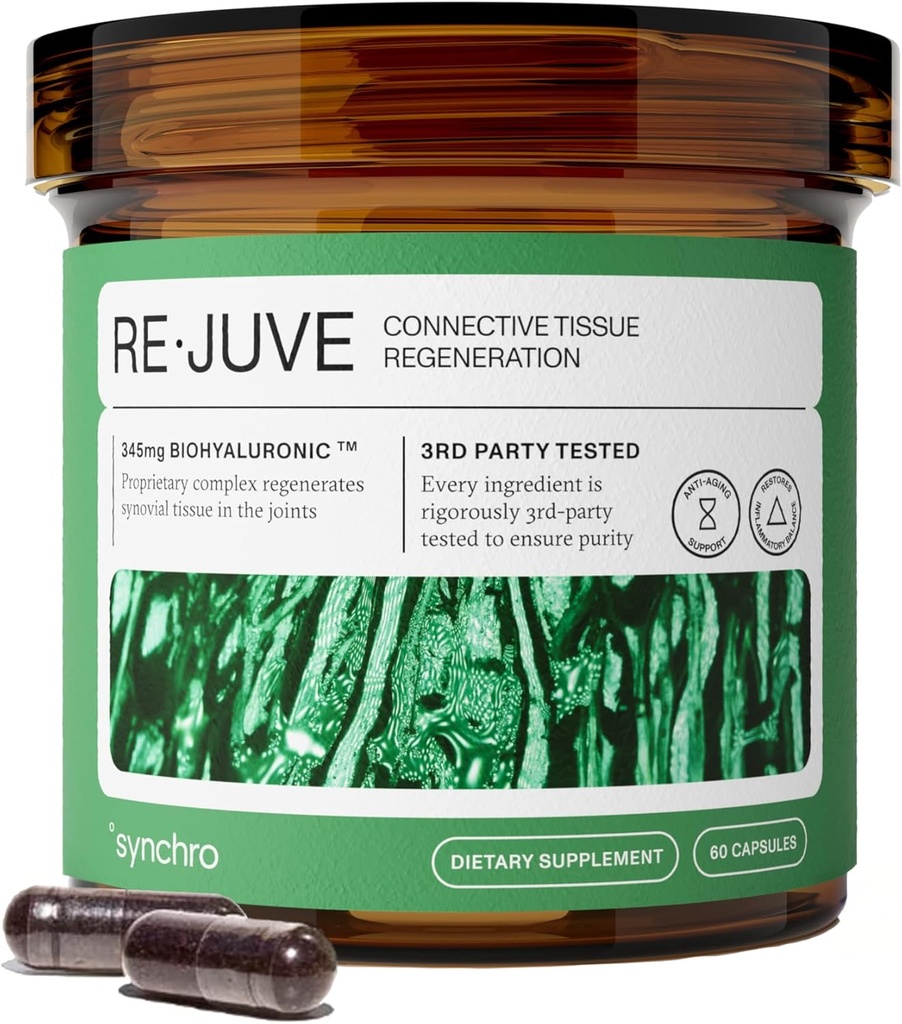 Synchro - Rejuve Joint Support Supplement, Non-GMO kõhred ja ühine tugi, ühine täiendus hüaluroonhape ja antotsüaniinid, 60 ühine tervise täiendada kapslid