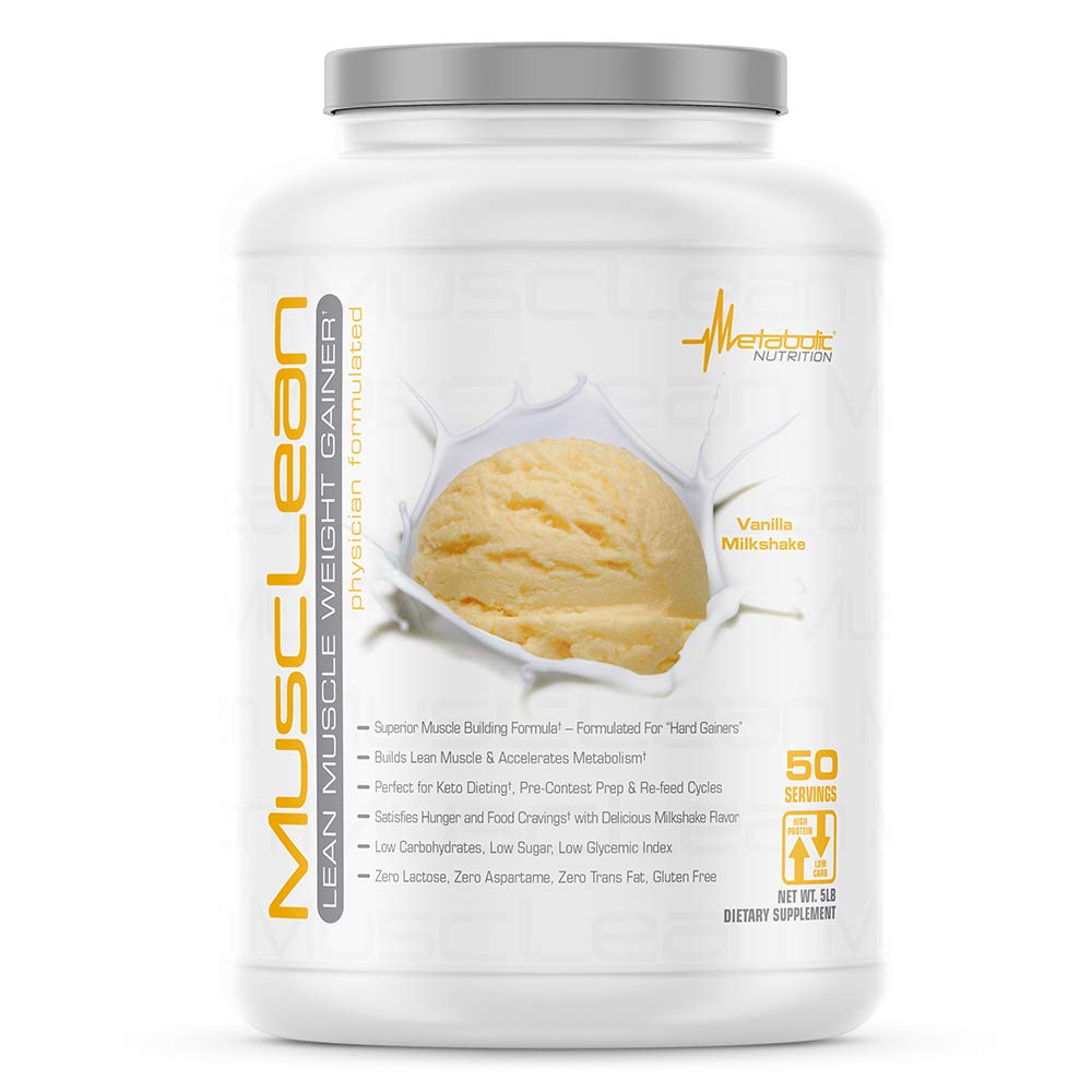 Metaboolne toitumine - lihased - piimakokteil, vadaku kõrge valgusisaldusega toidu asendamine, hooldustoit, madal süsivesik, Keto dieet, seedeensüümid, Vanilla, 5 naela (50 ser)