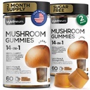 Seenekummid 5000 Mg 120 Pcs (2 Pack) - Lõvi Mane ja 9 Adaptogeensed Seened Segu - Ashwagandha, L-Theanine - Seenekummid energia, immuunsuse, fookuse, aju kasvu - suhkrut ja GMO-d pole