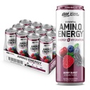 Optimaalne toitumine Amino Energy Sparkling Hüdrastusjook, elektrolüüdid, kofeiin, aminohapped, BCAA-d, suhkruvaba, Berry Burst, 12 Fl Oz, 12 Pack