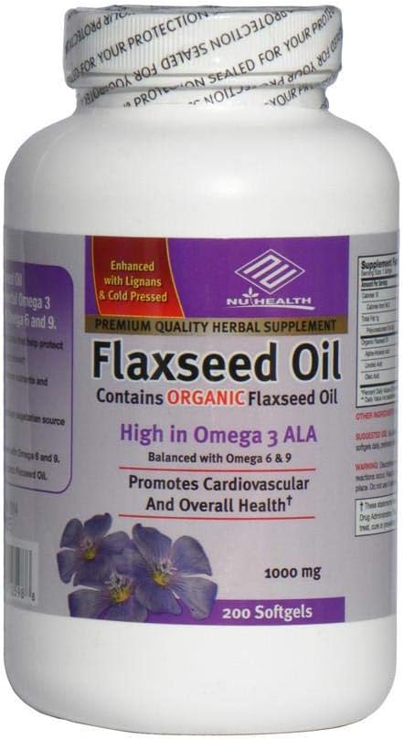 Orgaaniline linaseemneõli 1000 mg 200 loeb kõrge Omega 3 ALA