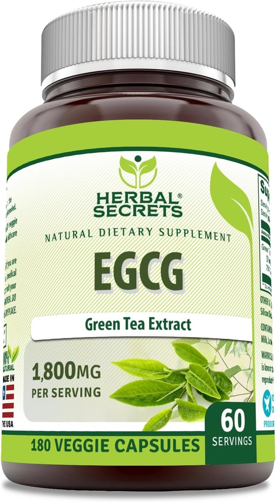 Taimsed saladused EGCG roheline tee ekstrakt 1800 Mg per Serving | Veggie kapslid Supplement | Non-GMO | Gluteenivaba | Valmistatud USAs (1 Pack, 180 Count)