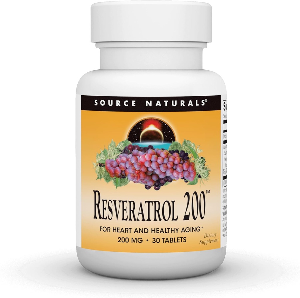 Allikas Naturals Resveratrool, südame ja tervisliku vananemise jaoks * 200 mg - 30 tabletti