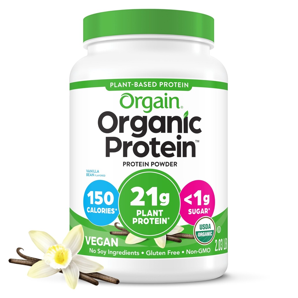 Orgaaniline Vegan Valgu Pulber, Vanilla Bean - 21g Taimeproteiin, 6g Prebiootiline Fiber, Ei Laktoosi Koostisosad, Ei Lisatud Suhkur, Mitte-GMO, Shakes & Smoothies, 2,03 lb (Pakendamine Võib erineda)