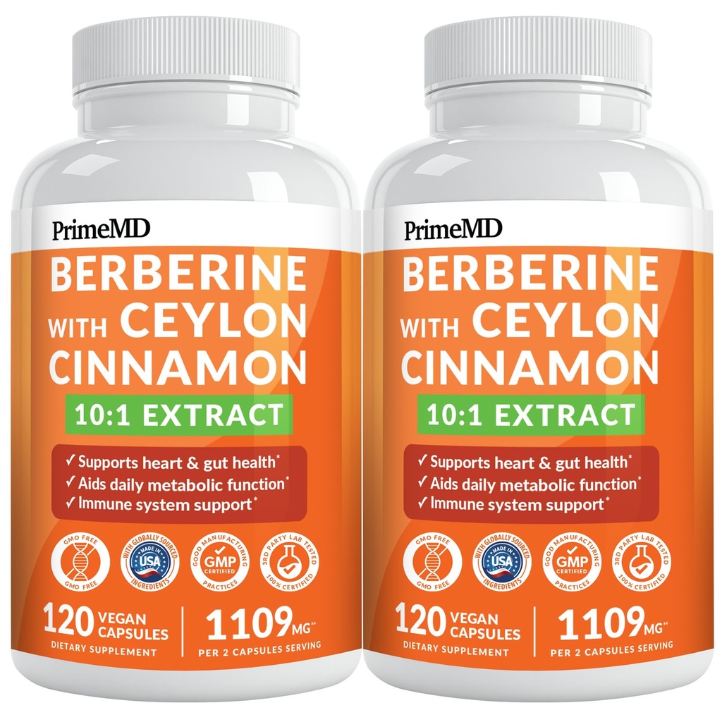 21-in-1 berberiini lisand koos Ceyloni kaneeli kapslitega - dihüdroberiin koos kroomiga, kibe melon ja roheline tee ekstrakt - berberiin koos tseiloni kaneeliga energia toetamiseks (120 Ct) (pakk 2)