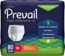 Prevail Daily Protective Aluspesu - Unisex Adult Inkontinence Aluspesu - Ühekordne täiskasvanute mähkmed meestele ja naistele - Maksimaalne imendumine - Keskmine - 80 Loe (4 pakendit 20)
