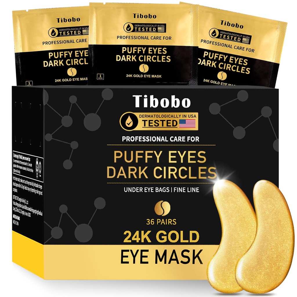 Silmapatsude all (36 paari) - 24K kuldse silma maskid, mis on rikastatud rohke kollageeniga tumedate ringide, pundunud silmade, kortsude jaoks - kingitused naistele nahahooldus - Vegan & USA testitud