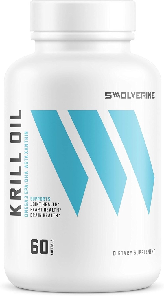 Swolverine Krill Oil | 500mg Krill Oil & Astaksanthin, Omega-3s, EPA & DHA, Kiire neelamine, liigeste abistamine, Südame Tervis (60 Servings)