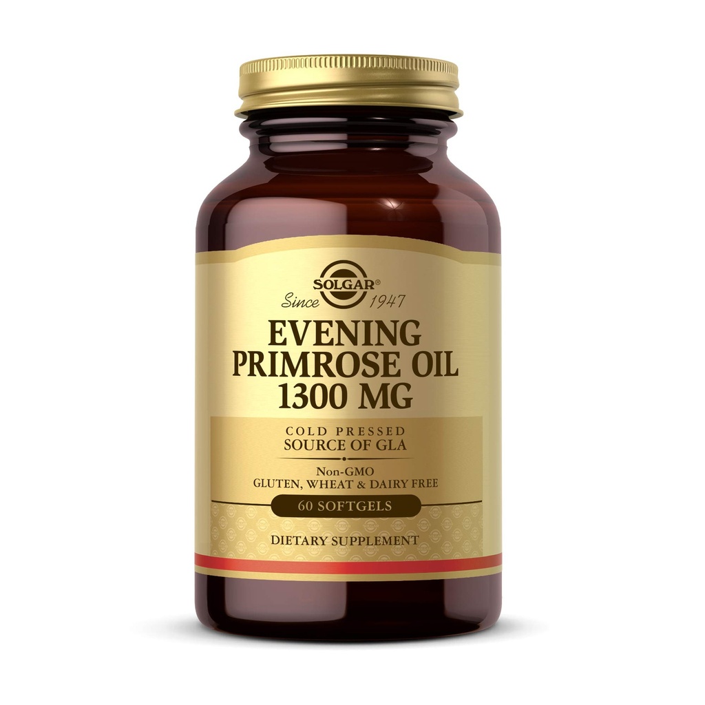 Solgar Evening Primrose Oil 1300 mg, 60 Softgels - Soodustab Tervislikku Naha - Toitumistoetus Naistele - Mitte-GMO, Gluteenivaba, Piimavaba - 60 Servings