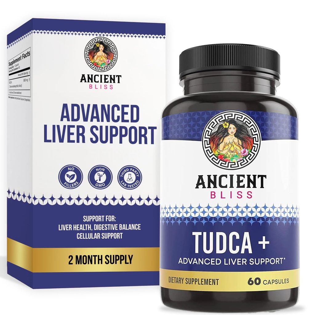 Tudca 500mg, 60 kapslit (Tauroursodeoxycholic Acid) - Sapisoolad Maksatoetuslisand, looduslik mõru maitse- Vegan Sõbralik, Non GMO, Gluteenivabad kapslid Ancient Bliss