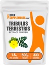 BulkSupplements.com Tribulus Terrestris Extract Pulber - Tribulus Terrestris Supplements, Taimne täiendus - Gluteenivaba, 1,5 g per Serving, 500g (1,1 naela) (pakk 1)