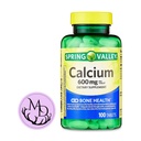 Üldine Spring Valley Calcium 600 mg, toidulisand, luu tervise kaltsium + sisaldab Dri Store Stickerit (100)