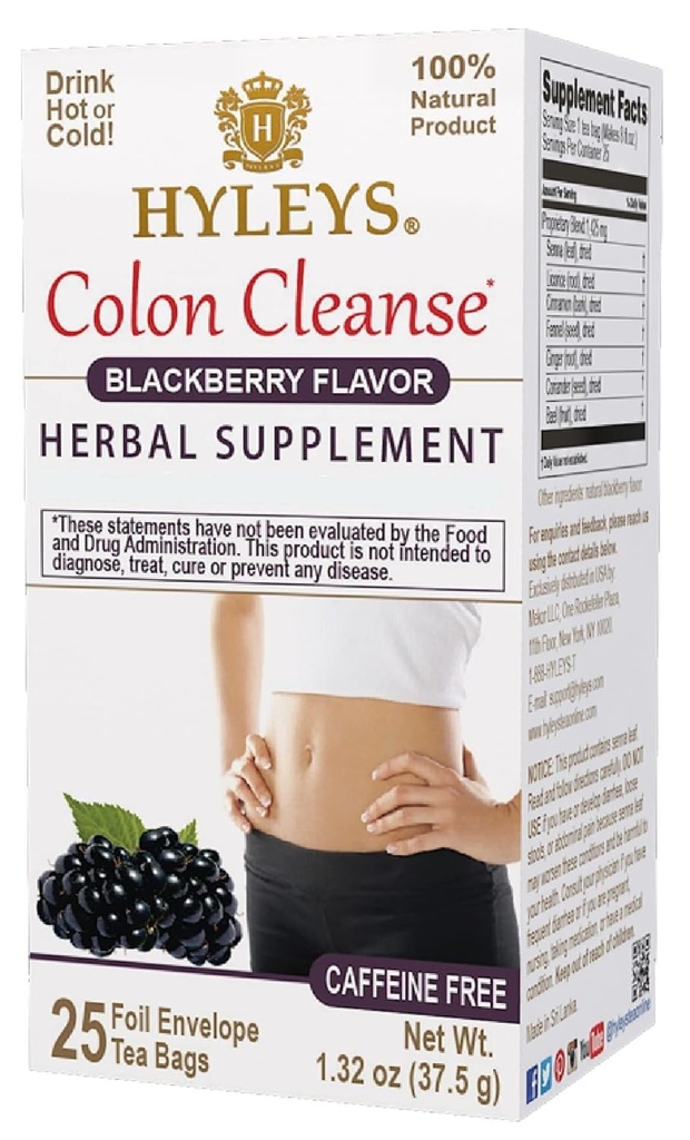 HYLEYS Colon Cleanse Tee BlackBerry Maitse - 25 teekotid (1 pakend)
