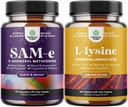 Bund puhta SAM E lisa 150mg - Nootroopne sama 150mg ühe serveerimise mälu ja aju tugi ja L lüsiin 1000mg vaba vorm - L-lüsiini lisa silma tervise huulehoolduse kollageeni süntees