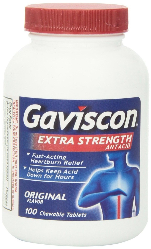 Gaviscon Antacid Extra Strength Chewable Tb Original 100 ct