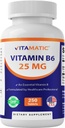 Vitamatic Vitamin B6 (Pyridoxine HCI), 25 mg 250 Vegetarian Tablets