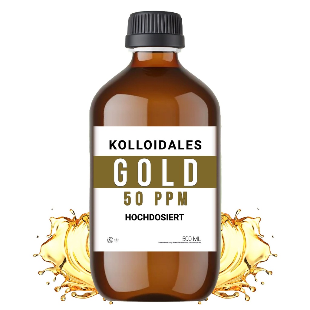 Colloidal Gold Solution, 50 PPM, 500 ml, kõrge puhtus 99,99%