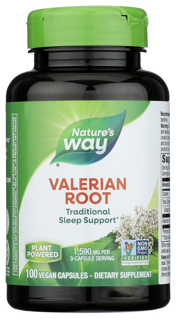Nature's Way Valerian Juur, Traditsiooniline Unetugi *, Mitte-GMO Projekt Kontrollitud, Gluteenivaba, Vegan, 100 kapslit (pakendamine võib varieeruda)