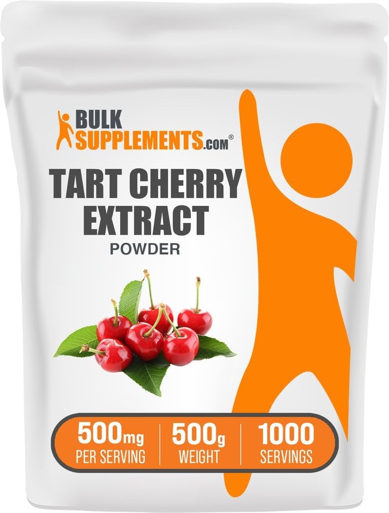 BulkSupplements.com Tart Cherry Extract Powder - Tart Cherry Supplement, Taimne täiendus - Antioksüdant Allikas, Gluteenivaba, 500mg per Serving, 500g (1,1 naela) (pakk 1)
