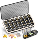 Iganädalane Pill Korraldaja 3 korda päevas, GloDeals Suur reisipill Box 7 päeva, Am Pm Kolm päevapillide juhtum eemaldatava ravimi konteineriga, Pill Hoidja vitamiini, toidulisandi, kalaõli, must