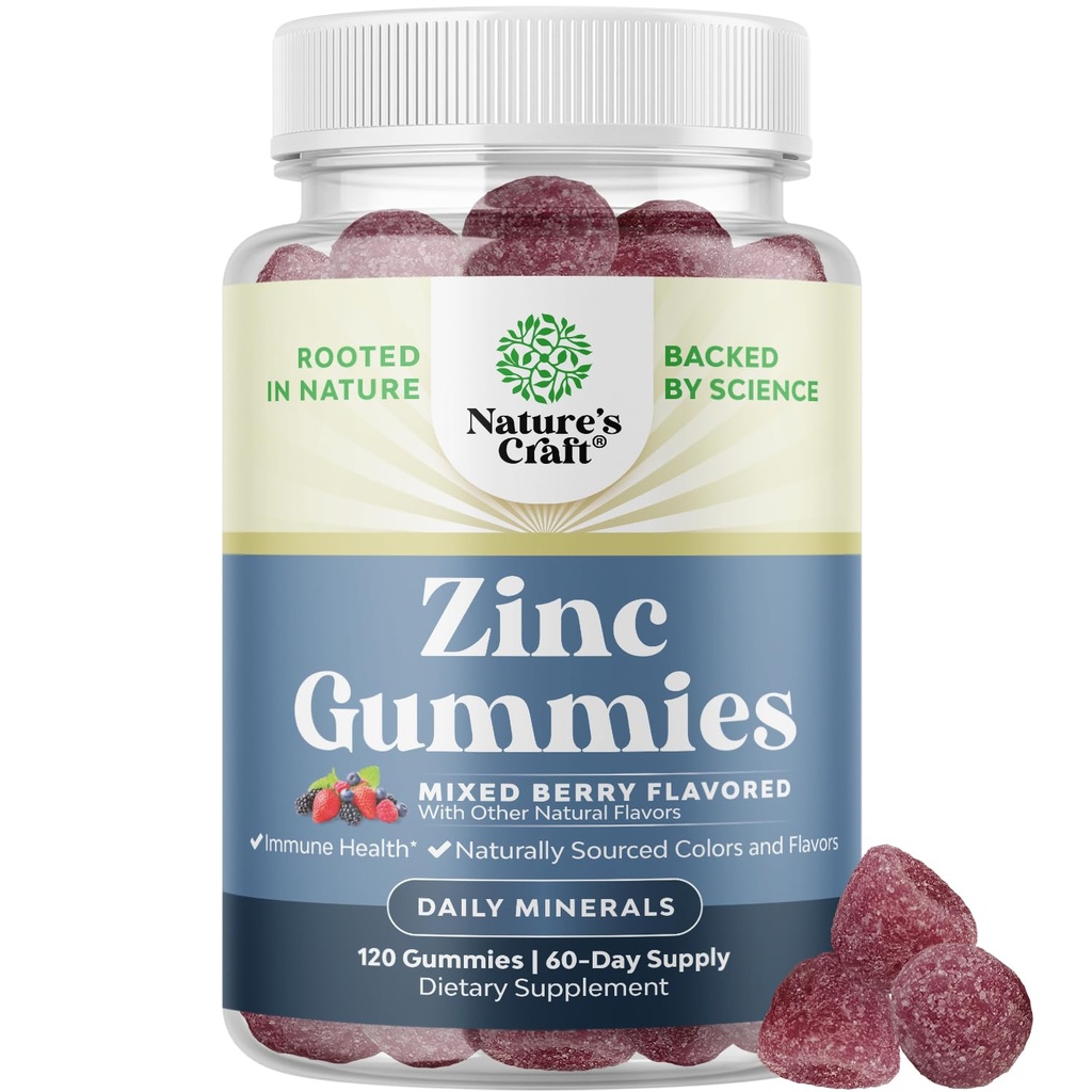 Extra Tugevus Tsink Gummies täiskasvanutele - Näritav tsingi täiendused naistele ja meestele energia ja immuunsuse toetamiseks - Vitamiinid ja mineraalsed toidulisandid - 120 närimiskummid