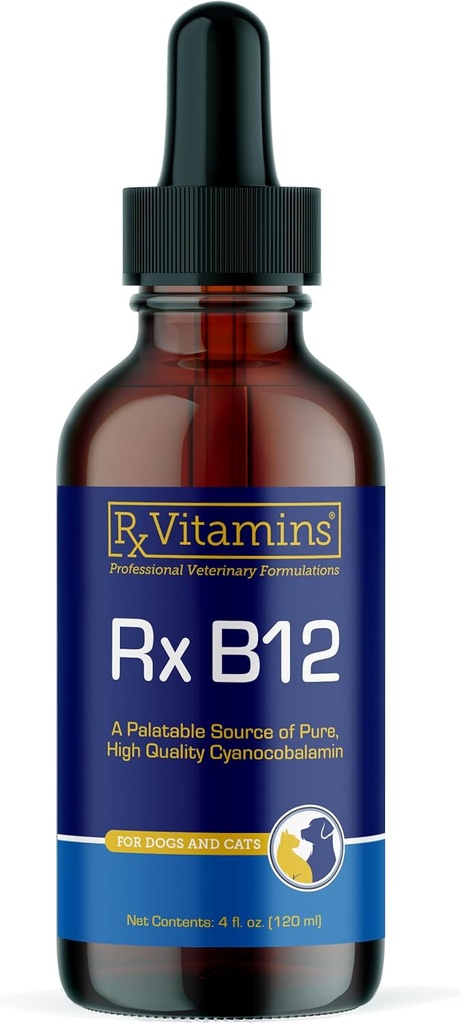 RX Vitamiinid B12 koertele ja kassidele - Koerte seedetrakti tugi täiustatud ainevahetusprotsessi jaoks - Puhas B12 kassidele närvisüsteemi toetamiseks - Ideaalne oma koera vitamiinidele ja kassitarvikutele - 4oz