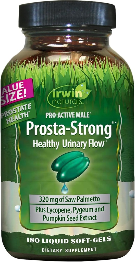 Irwin Naturals Prosta-Strong - 180 Softgels - eesnäärme tervise toetamine Saw Palmetto, lükopeeni ja kõrvitsaseemnetega - toetab kuseteede voolu