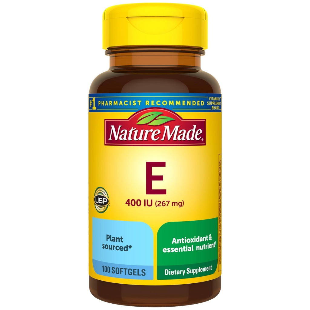 Loodus Made Vitamiin E 267 mg (400 IU) d-Alpha, toidulisand antioksüdantide toetuseks, 100 Softgels, 100 päeva pakkumine